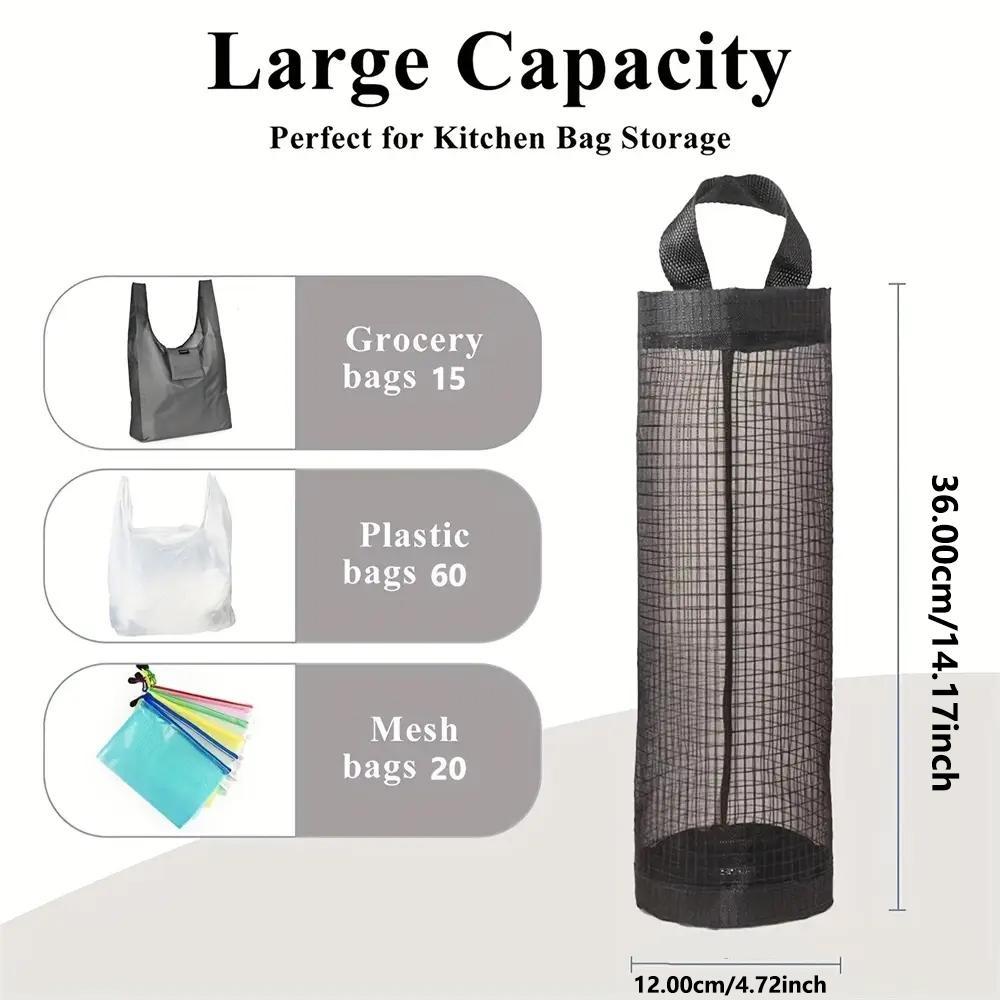Space Saving Mesh Waste Bag Organizer, 1 Count/2 Counts Wall Mounted Garbage Bag, Household Shopping Bag Storage Container for Home Kitchen