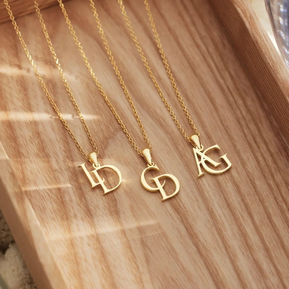 AS783 Custom Initial Two Letter Necklace Personalised Double Initial Necklace Couple Anniversary Gift