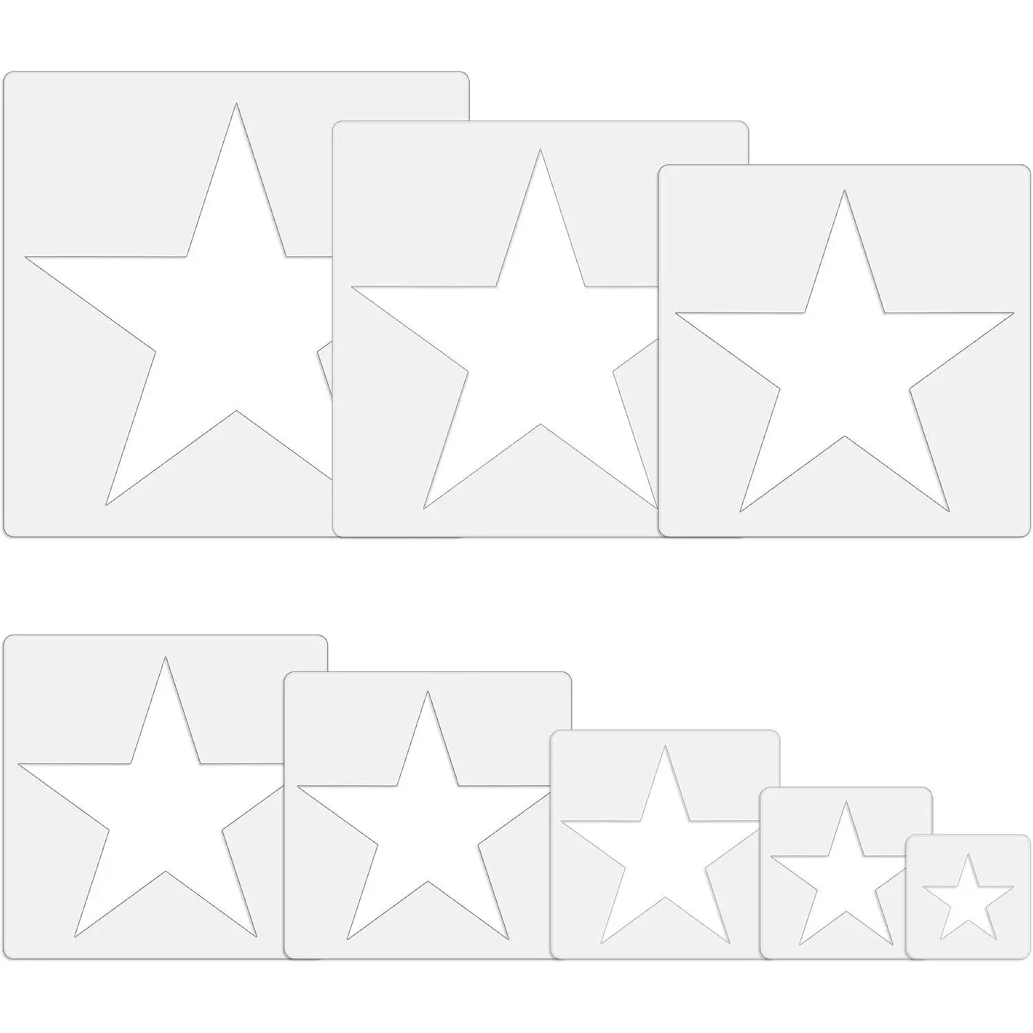 Large Star Stencil for Painting Template 5 Point Star Template Reusable Plastic Stencils,for Home Decoration Arts Paper Fabric Flag(8 Sizes)