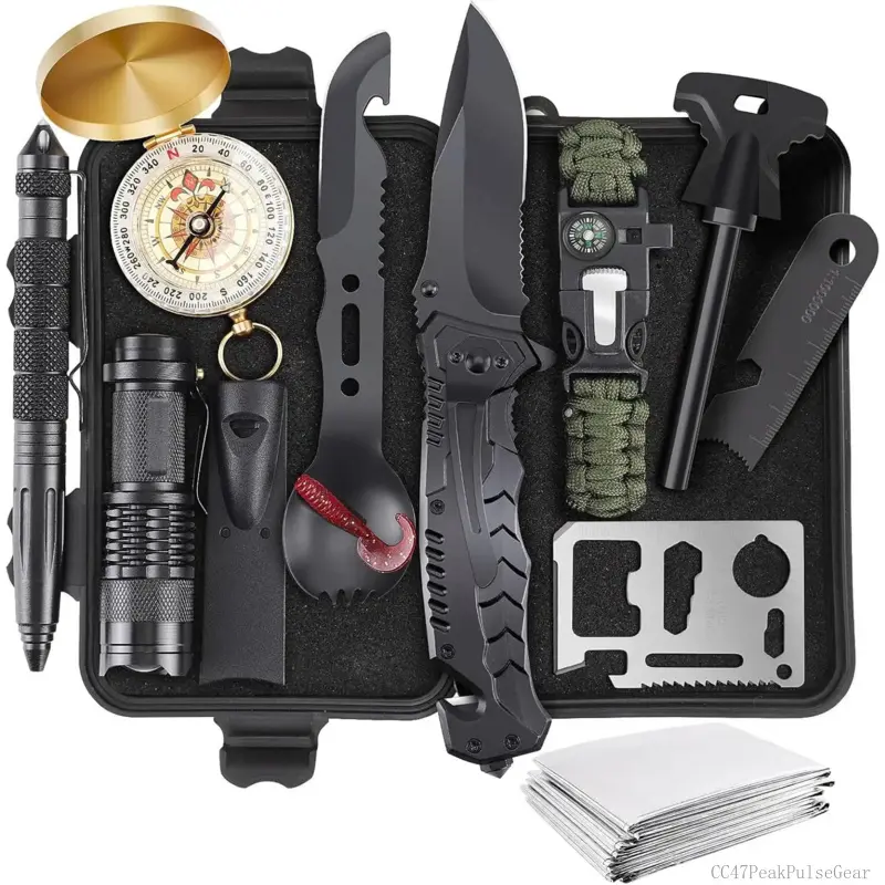 13-in-1 Tactical Survival Kit for Men, Compact Military Grade Multi-tool Gear, Emergency Equipment for Hiking & Light Outdoor Adventures, Camping
