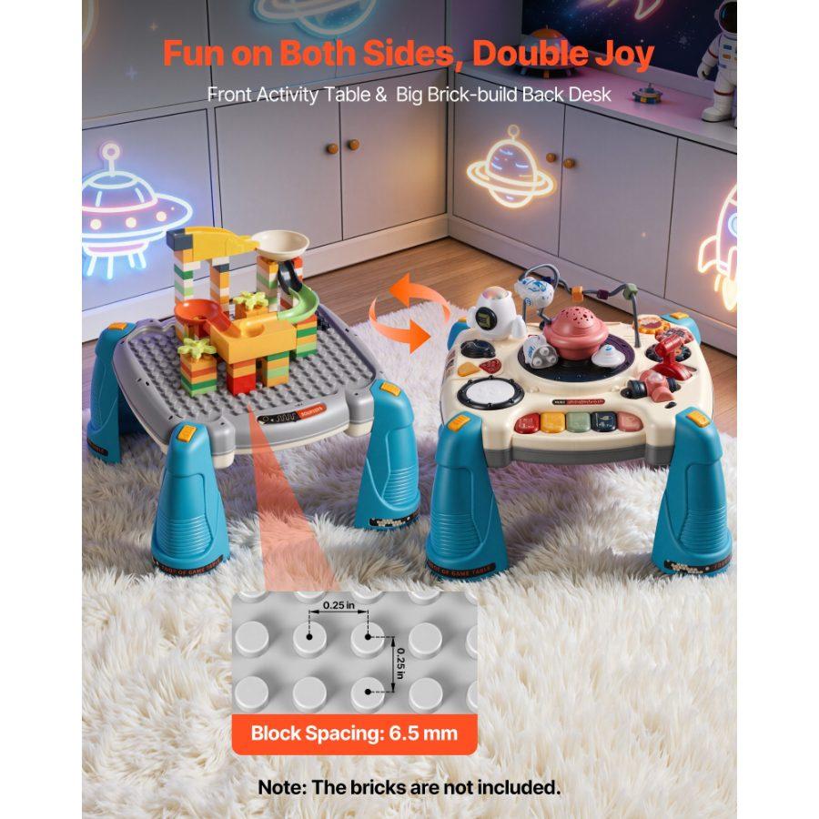 VEVOR Baby Spacecraft Musical Table Toys for 1-3 Years Old, Learning Activity Desk with Space Theme Soft-glow Star Projector 60+ Sound Sources, Toddler Learning Table for Kids 6+ Months