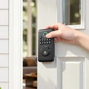 Keyless Entry Door Lock, Electronic Deadbolt With Customizable User Codes, Ergonomic Easy-Grip Design For Smooth Handling, Auto Locking Function, Anti-Peeking Password, Backlit Keypad, For Home Use, Matte Black Finish