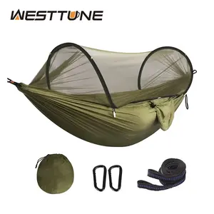 3-in-1 camping hammock, with mosquito net, automatic quick-deploy nylon hammock, outdoor mosquito-proof hammock