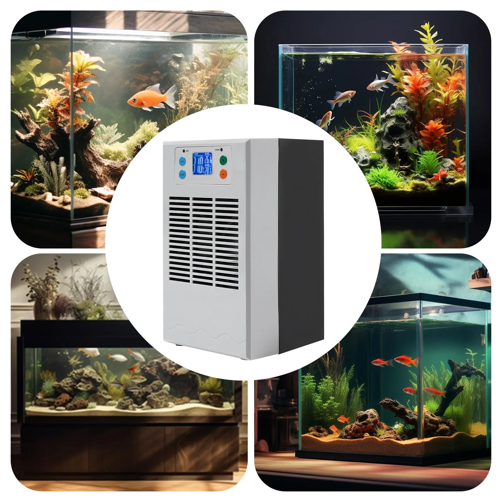 Aquarium Chiller 30L/7.93GAL Water Chiller for Fish Tank, 100W Aquarium Water Chiller with Circulation Function Constant Temperature and Low Noise for Fish Tank, Axolotls, Coral Reef