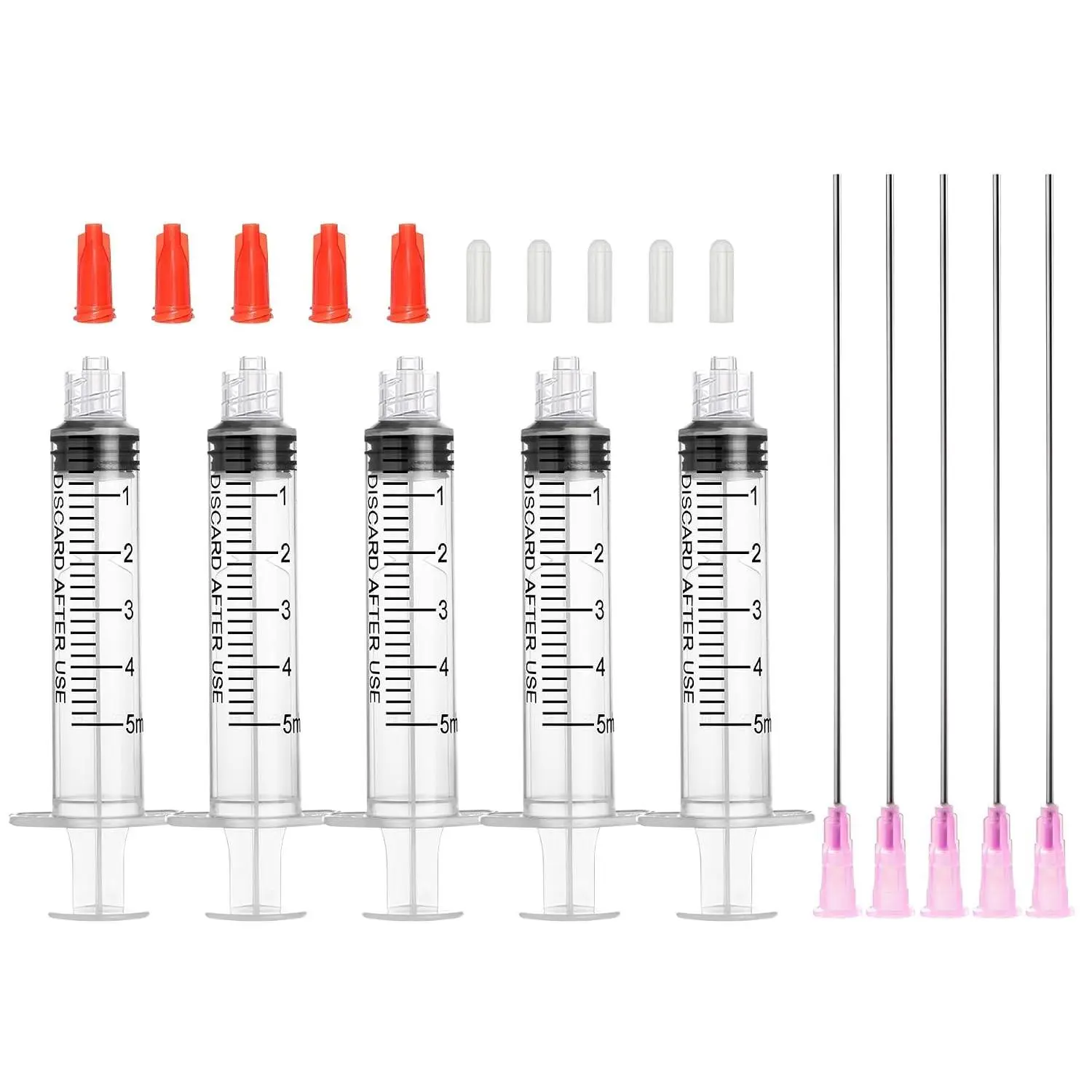 5ml Glue Applicator Syringes with 18G 4 Inch Blunt Tip Long Needles and Cap | 5ml Syringe with 18 Gauge 4" Blunt Needle and Storage Caps for Ink, Craft, Oil, Epoxy, Glue, Liquid Dispensing, Woodworking