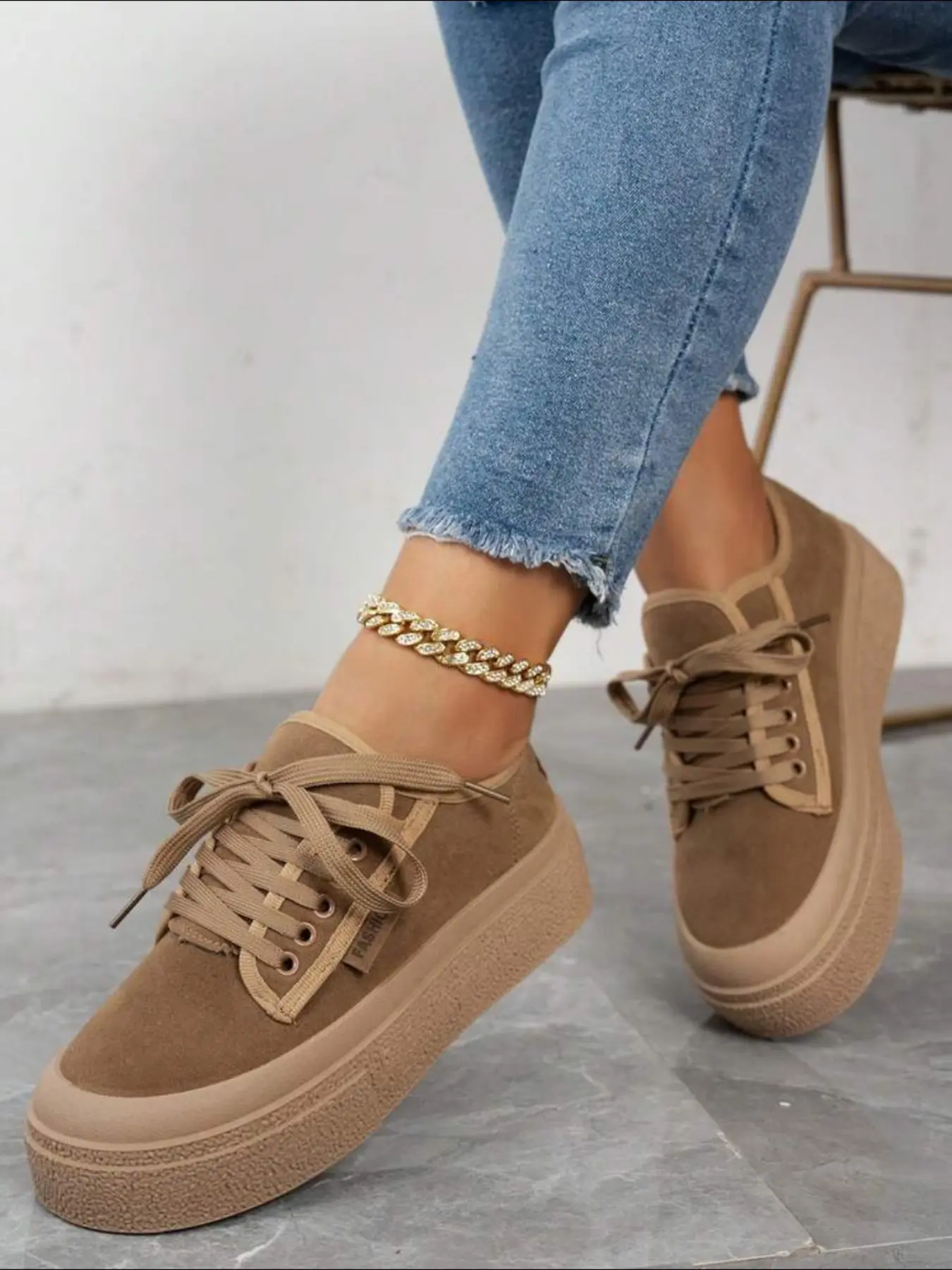 Colorblock Laces Thick Sole Platform Sneakers Women, Low Top Height Boost Casual Canvas Shoes, All-Season Streetwear Commuter Athletic Sports Shoes