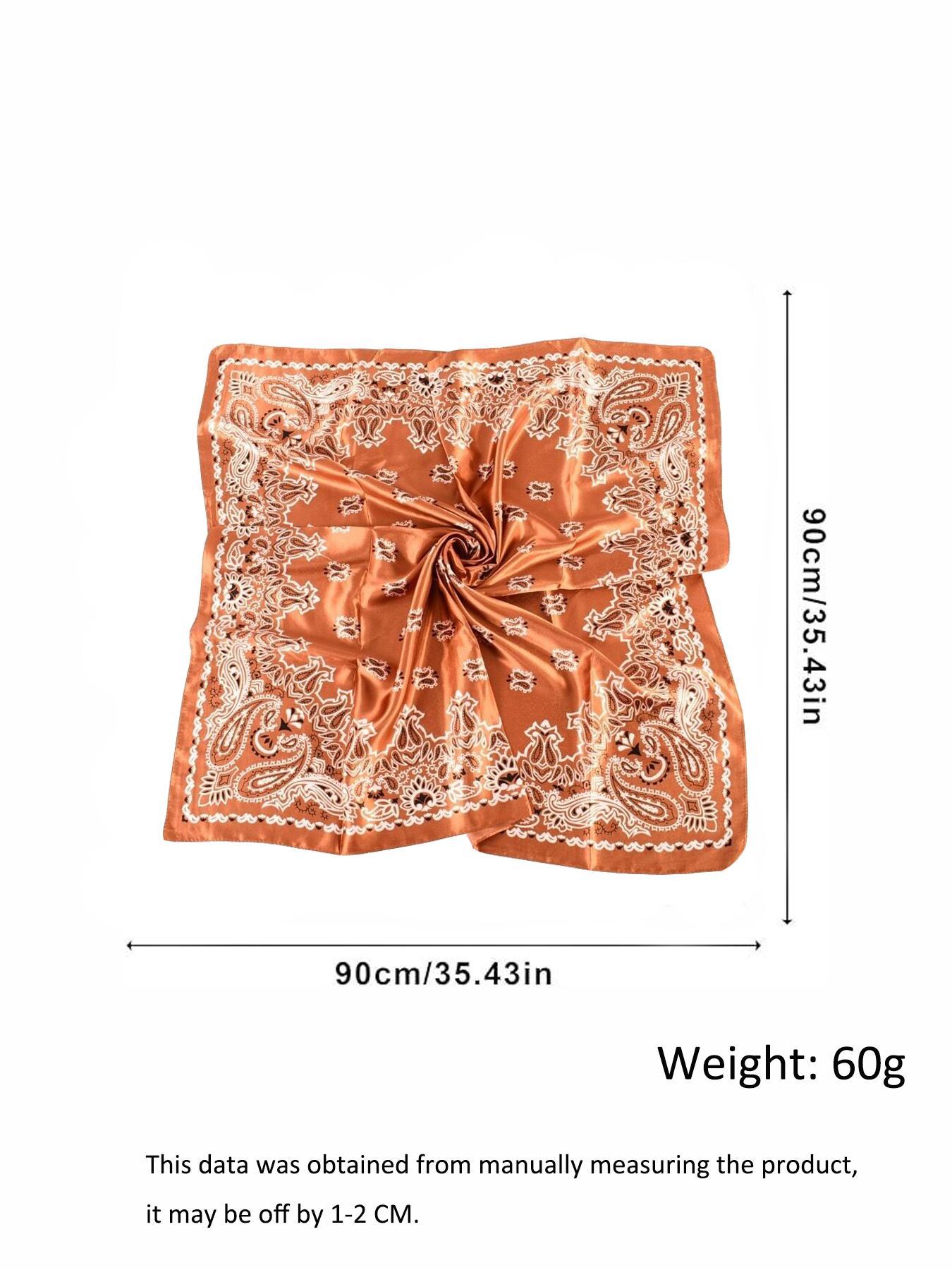 Women's Vintage Paisley Print Square Scarf, Scarf Head Wrap, Elegant Soft Satin Bandana for Women, Fashion Accessories for Daily Wear, Casual Soft Scarf, Vintage Print Headscarves
