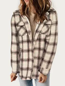 Casual Autumn Winter Plaid Jacket, Warm Cotton-Enhanced Outerwear, Stylish Long Sleeve Coat for Men & Women, Perfect for Fall Weather
