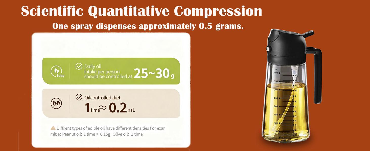 16oz 2-in-1 Glass Olive Oil Sprayer & Dispenser, Food-Grade Oil Mister for Air Fryer, Cooking, Salad & BBQ (Black)