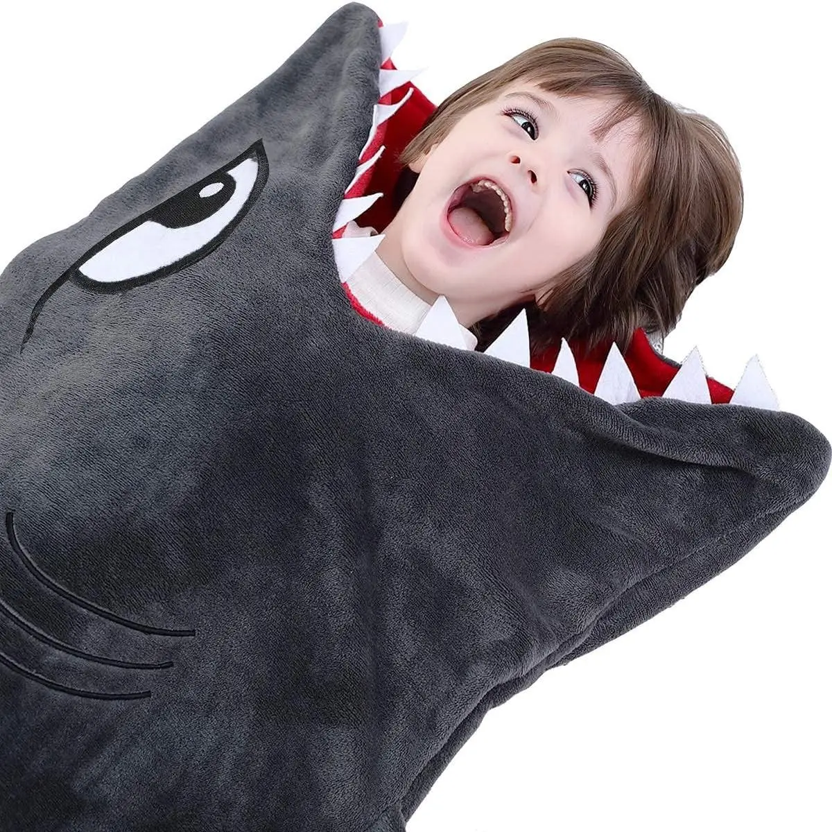 Shark Blanket Cozy Wearable Hoodie, Cartoon Animals Shark Hoodie Onesie Gray Sleeping Bag Interesting Onesie Blanket Costume Gifts for Boy Girl Birthdays Christmas