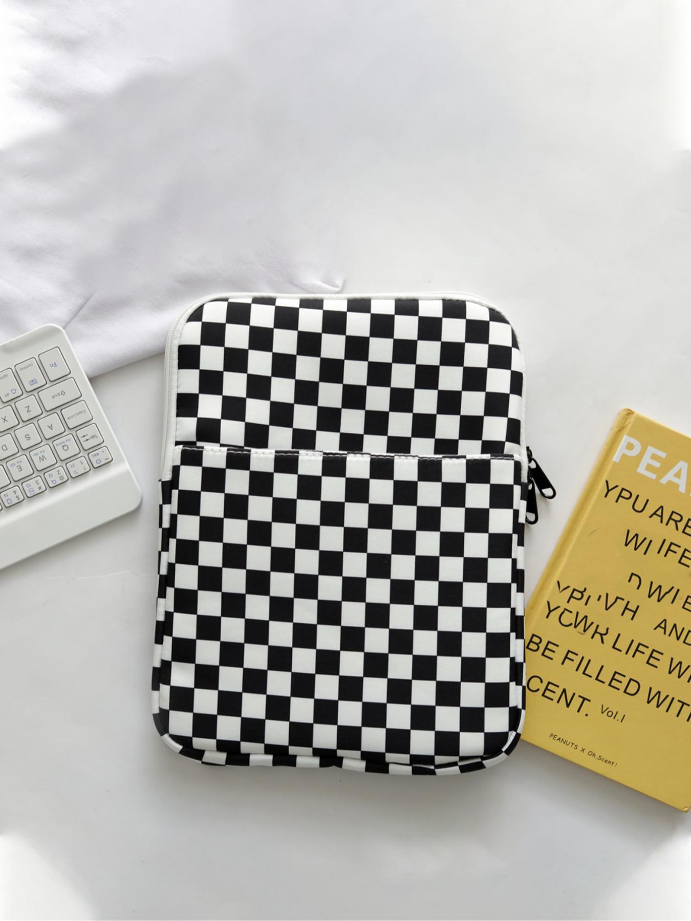 Fashionable Plaid Pattern Zipper Design Laptop Bag, 2025 New Style Casual Versatile Zipper Laptop Bag, Simple Design Durable Laptop Backpack for Women & Men