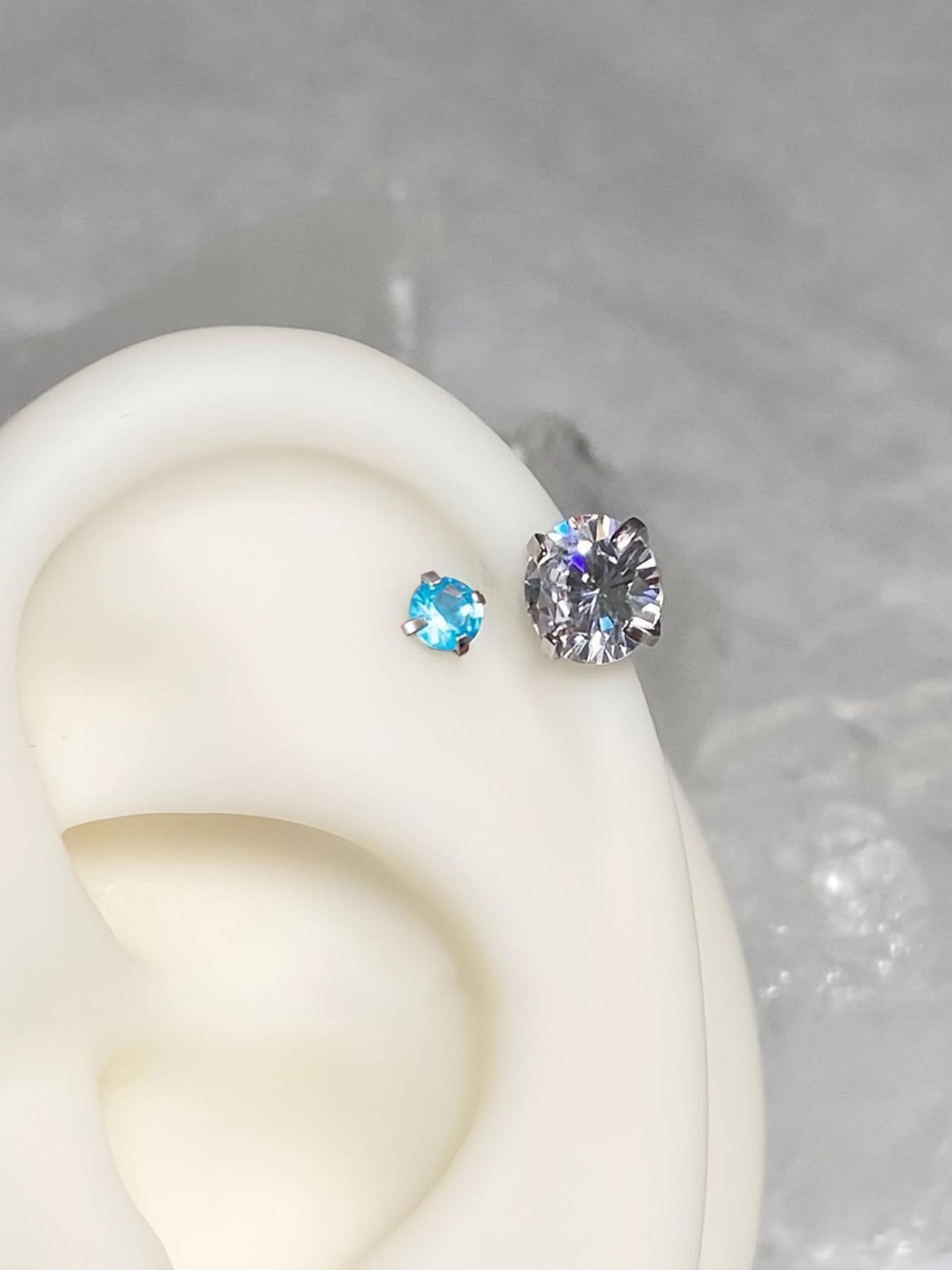 Stylish Horseshoe Earrings 18 Gauge Nose Ring, 6mm/3mm CZ Internal Thread Jewelry, Stainless Steel Hypoallergenic Cartilage Earrings Helix Piercing Septum Lip Ring Multipurpose