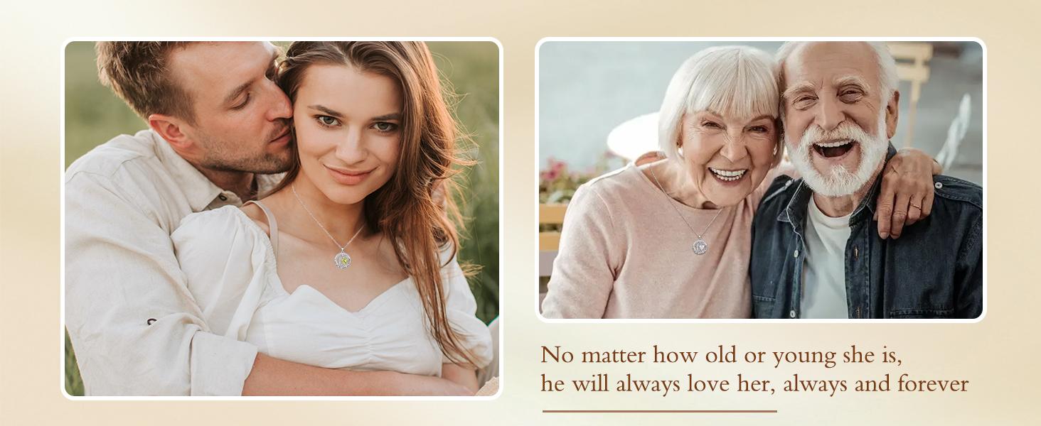 TOUPOP Valenitnes Day Gifts, Tree of Life Birthstone Necklaces for Women, White Gold Gold Plated 925 Sterling Silver Celtic Jewelry Austrian Crystal Pendant Necklace, Anniversary Wedding Jewelry Irish Birthday Gifts