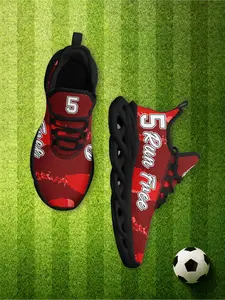 Men's Run Free 5 Red Splash Print Sneakers, Breathable Wide Fit Running Footwear All Year