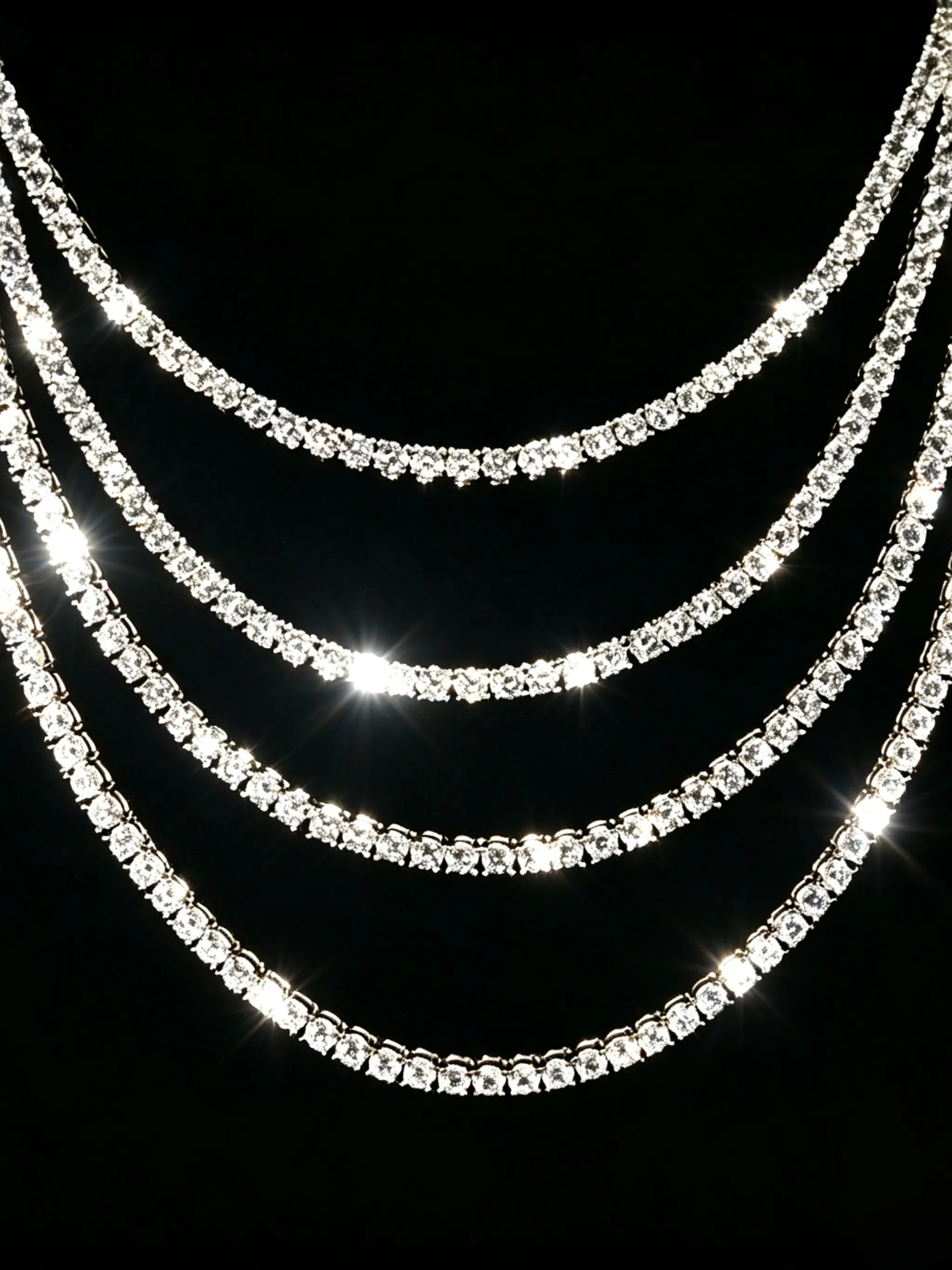 Full Zircon Tennis Necklace, Hip-Hop Style Versatile Collar Chain, Unisex Trendy Necklace, Fashionable Lockbone Pendant