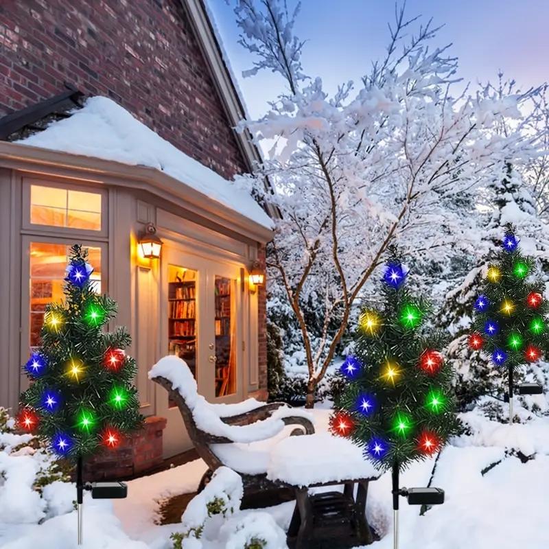 Solar LED Christmas Tree Lights, Ip65 Waterproof Outdoor Garden Pathway Outdoor Decorative Lights Decorations, Pre-Lit Solar Powered Yard Lawn Lamp Set