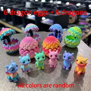 12-Pack Random Color 3D Printed Dragon Egg Figurine Set - Includes 6 Dragon Eggs+ 6 Mini Dragons, Desktop Ornaments, Holiday Decorations & Unique Party Gifts for Halloween, Easter, Christmas 2025(Assorted Vibrant Colors)