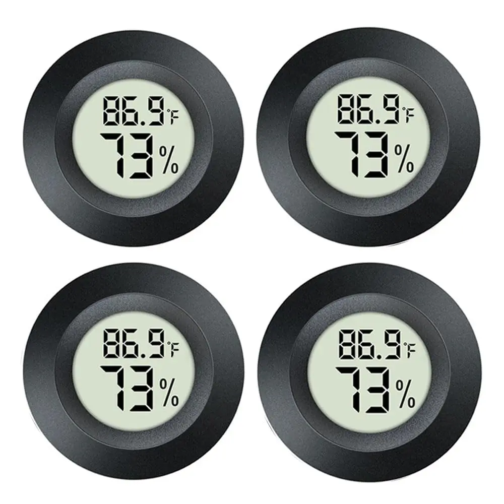 4 Pack Hygrometer Thermometer Digital Humidity Meter Indoor/Outdoor Humidity  Reptile Thermo-Hygrometer for Greenhouse Humidors Terrarium Jars, Fahrenheit (?) /Celsius(?) (4)