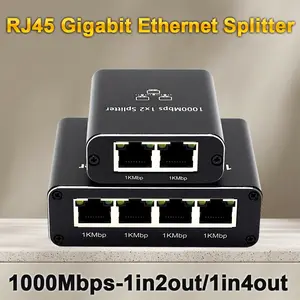 1pcs Rj45 Gigabit Ethernet Splitter, 1in2out/1in4out, 1000mbps Network Divider, LED Indicator, USB-C Powered, Home/school/office Use