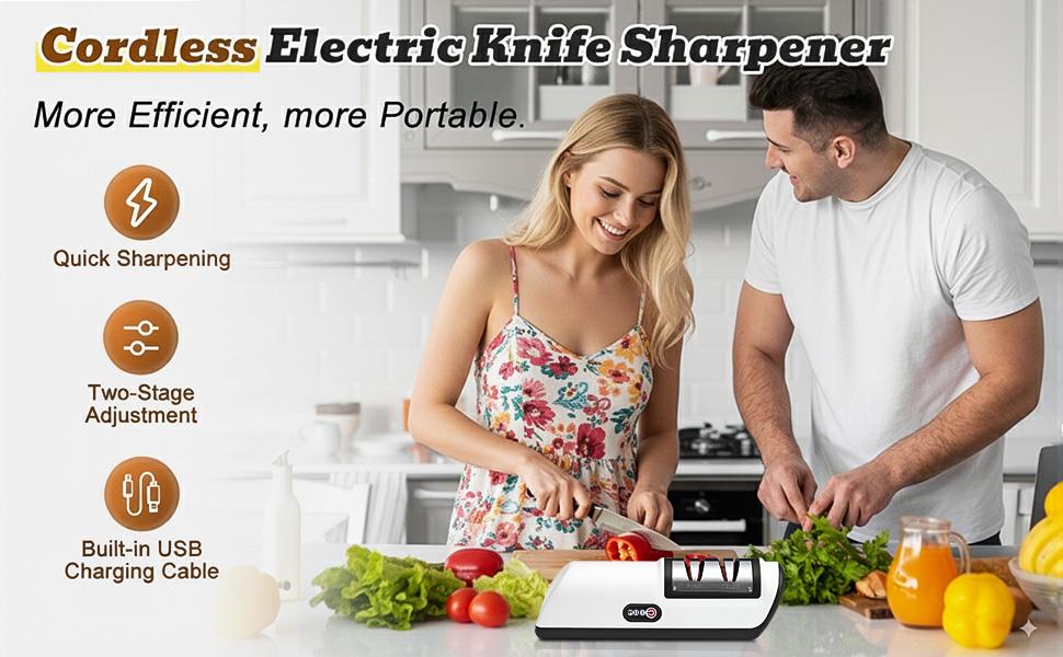 -Stage Electric Knife Sharpener, Professional Multi-Function Kitchen Knife Sharpener for Home Use, Fast Blade Sharpening Countertop Gadget