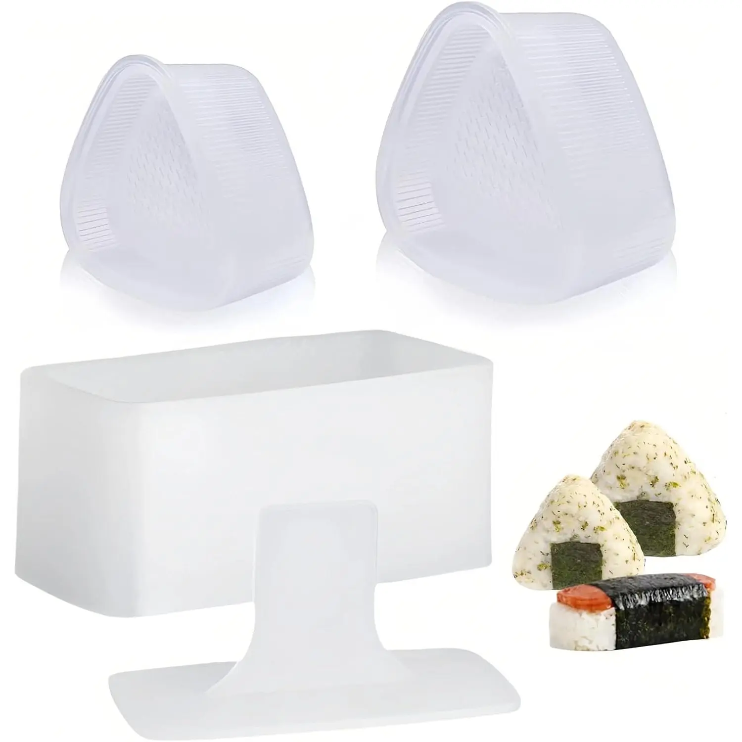 Onigiri Mold, Musubi Maker Press and 2 Triangle Rice Molds, Non Stick Musubi Maker Kit - Make Your Own Sushi at