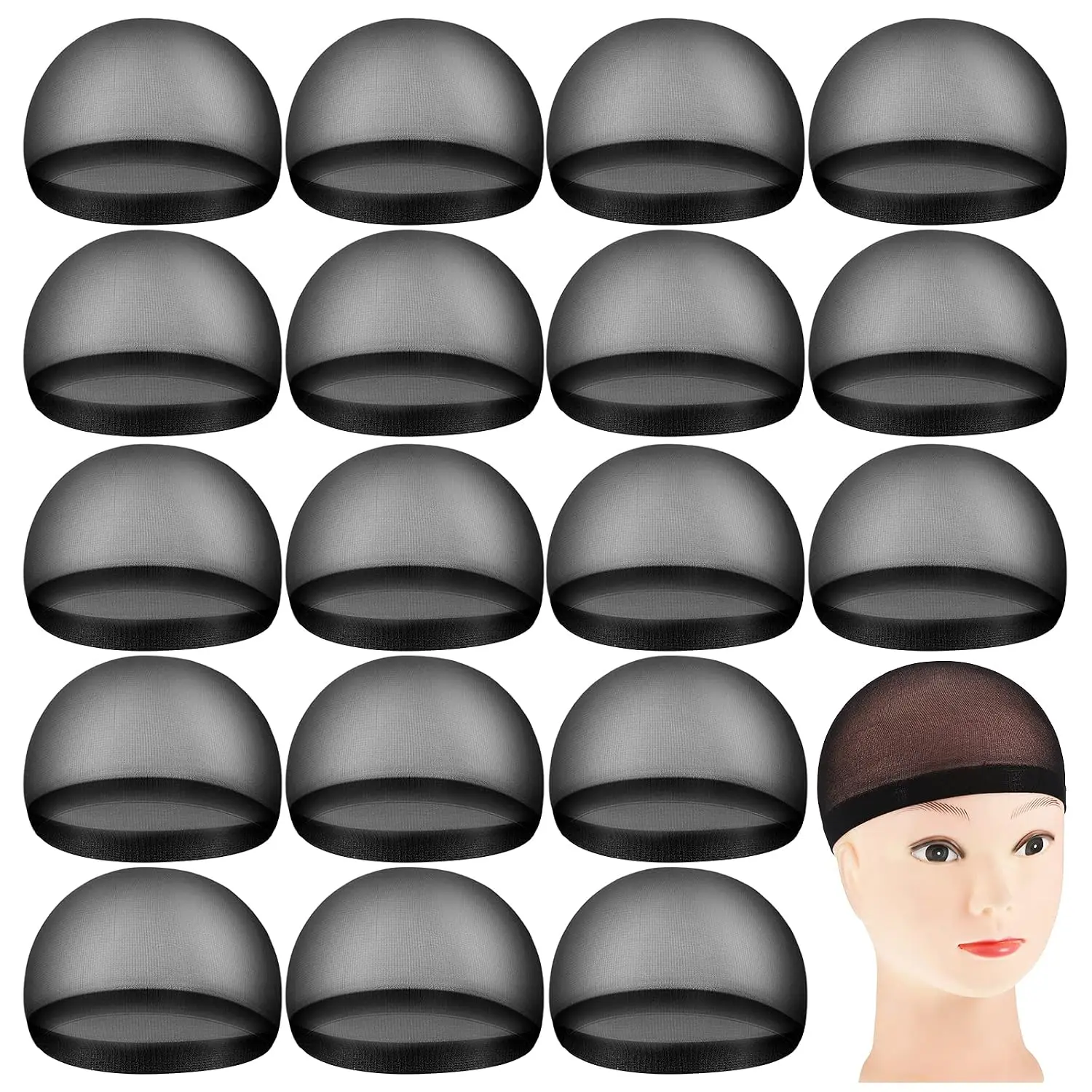 100 count Wig Caps Nylon Stocking Caps Elastic Stretchy,Black
