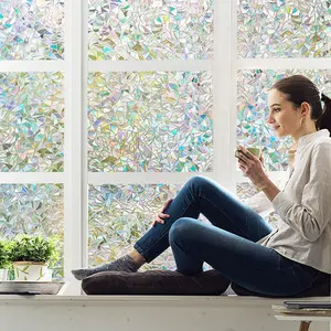 Static Cling Decorative Frosted Window Film with Design Glass Sticker 3d Static Cling Film Rainbow