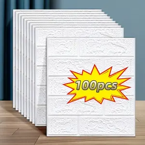 100pcs Luxury Vintage 3D Self-Adhesive Brick Pattern Wallpaper, Easy Peel & Stick, Cleanable, Cuttable, Ideal for Old Building Walls