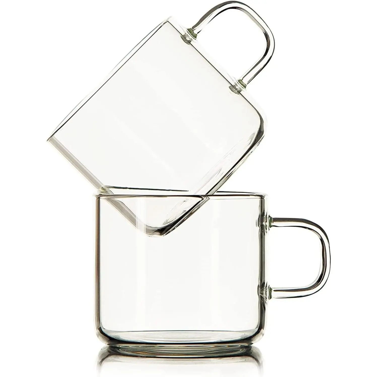 Glass Cups -6oz Small  Clear Glass Coffee Cup for Latte,Cappuccino,Hot , and Juice (Set of 2)