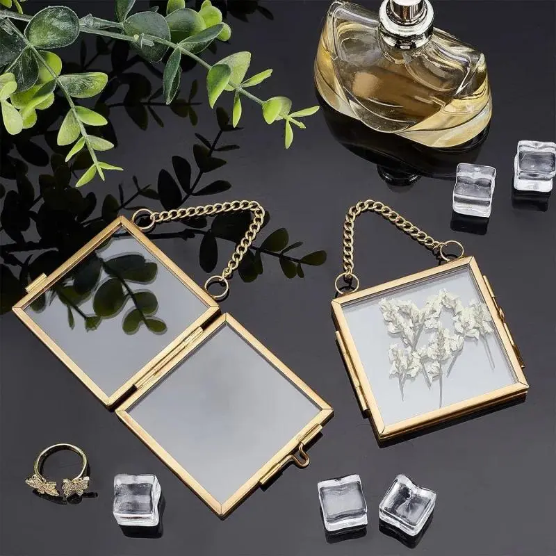 Simple metal photo frame, high-transparency glass picture frame, plant specimen and dried flower storage frame.