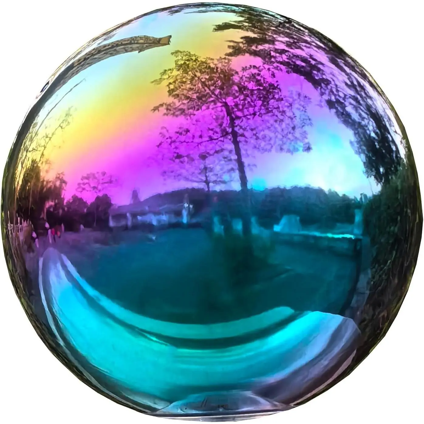Gazing Globe Mirror Ball in Stainless Steel, Shiny Hollow Sphere Sparkling Housewarming Outdoor Ornament (8 Inch)