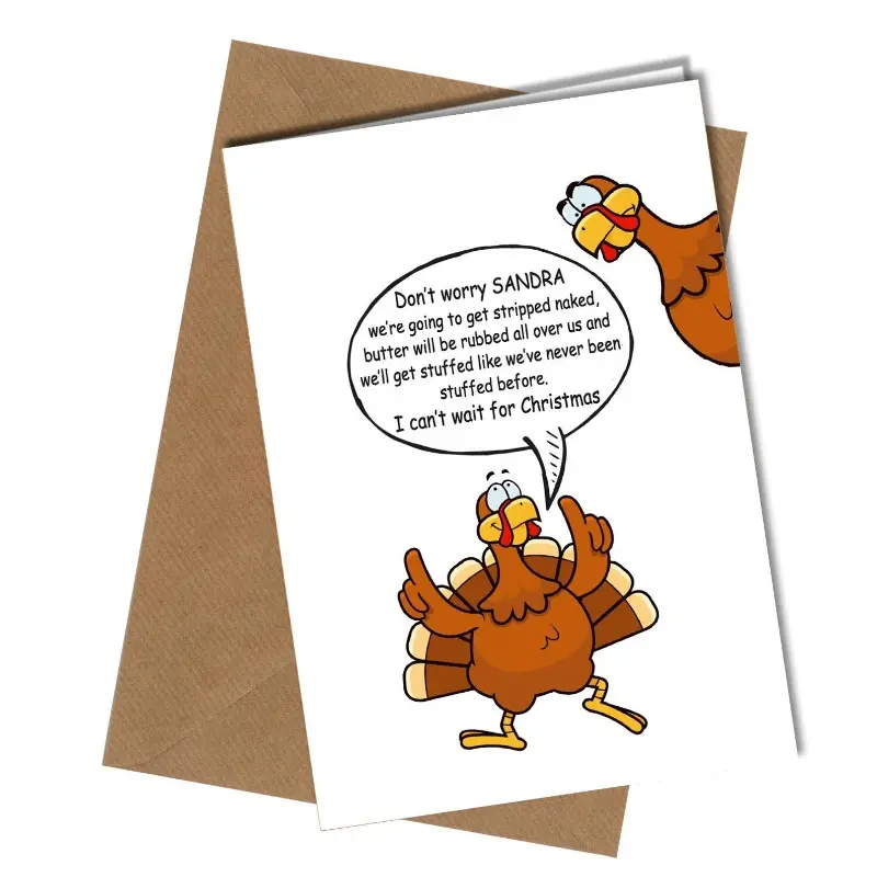 2card+2envelope Funny Turkey Christmas Card | Cheeky Xmas Card | Humorous Holiday Greeting for Friends