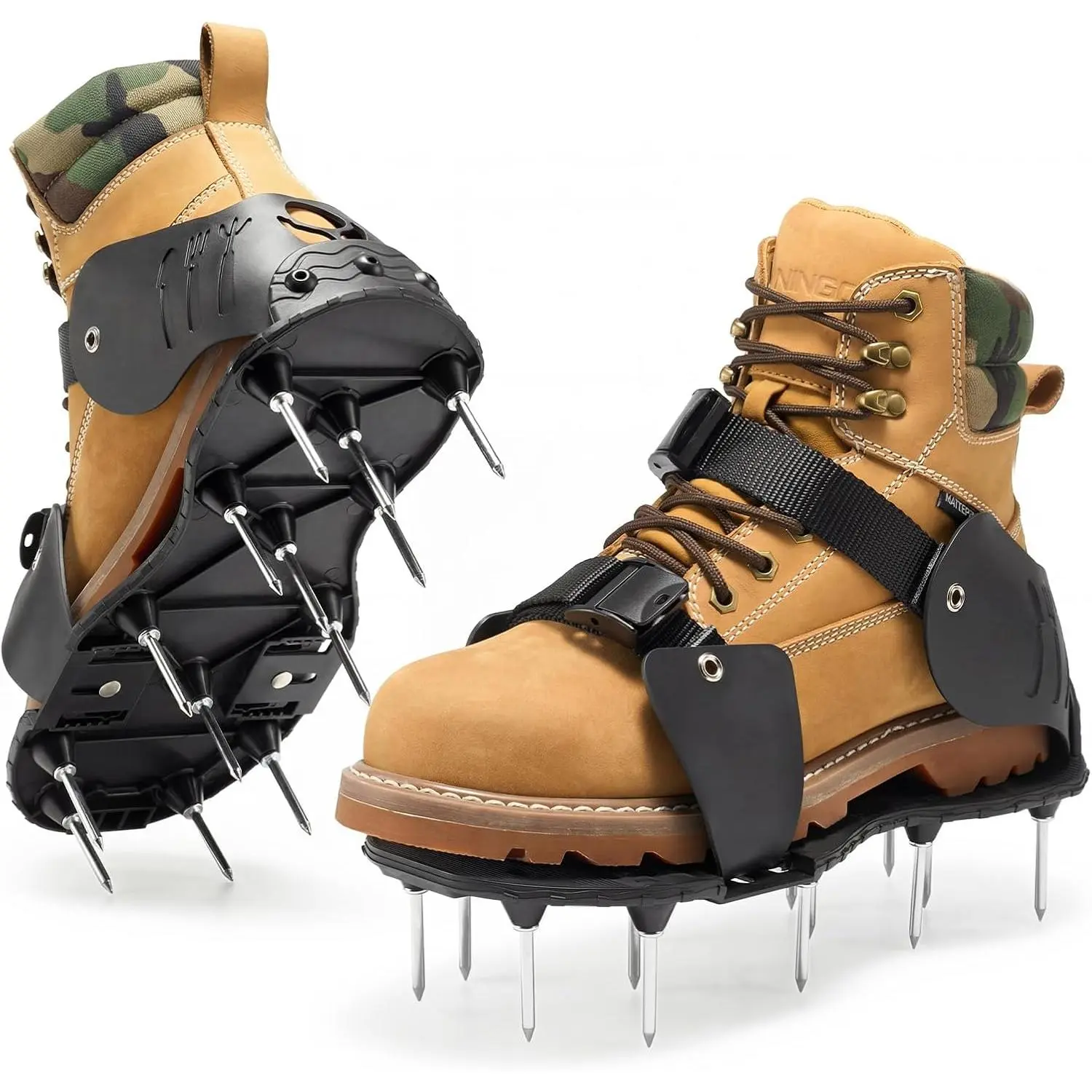 Pre-Assembled Lawn Aerator Shoes for Yard Grass, Aerator Lawn Tool with Heavy Duty Spikes for Effectively Aerating Lawn Soil, Air Aerator Tool with Adjustable -Buckle for Men's Sizes 8-14