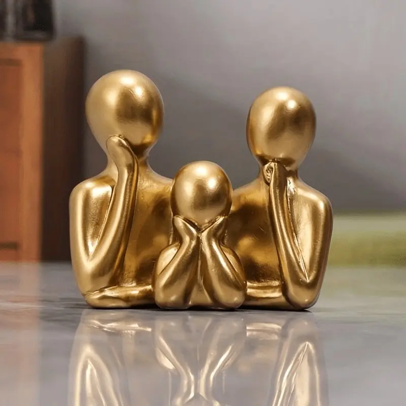 Resin Abstract Family of Three Decorative Ornament, Ideal for Living Room and Bedroom Décor, Elegant Home Decoration Piece