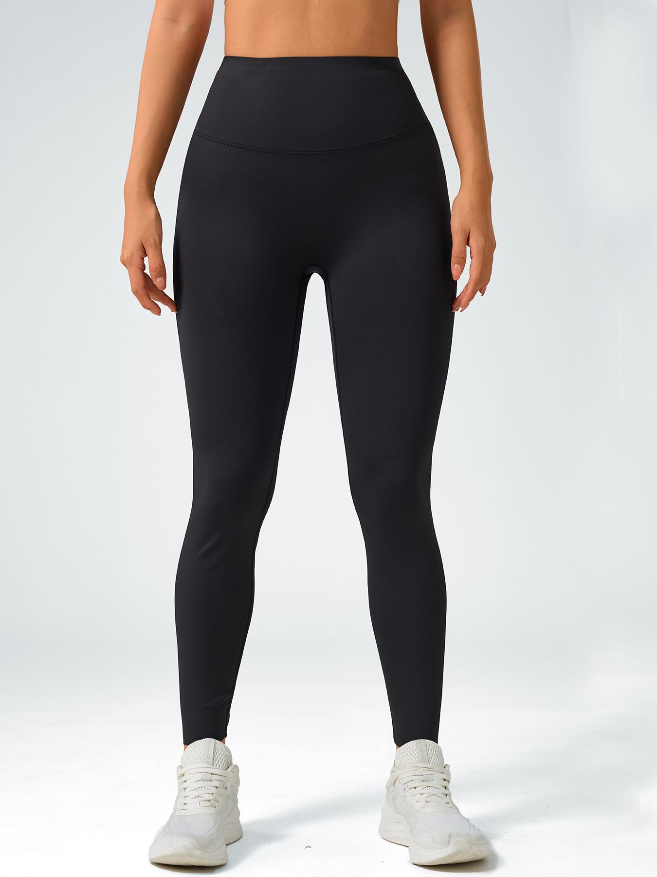 Women's High-Waisted Sporty Yoga Pants, Tight-Fitting Woven Fabric, Plain Pattern, All-Season Wear, Comfortable & Stylish Design, High Waisted Leggings