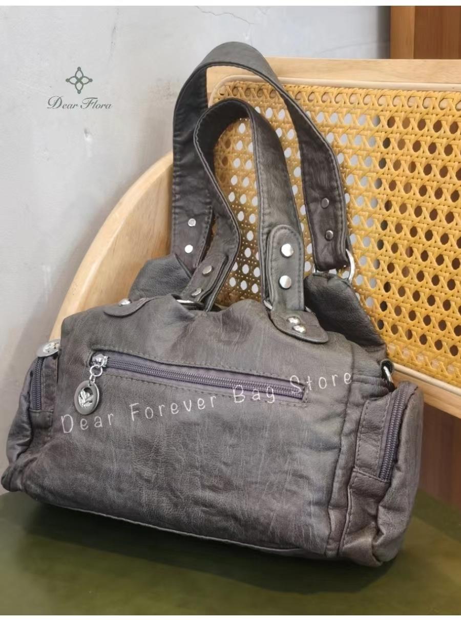 Women's Y2K Vintage Motorcycle Shoulder Bag Fashion Soft PU Chains Multiple Pockets Tote Bags Moto Style Messenger Crossbody Bag