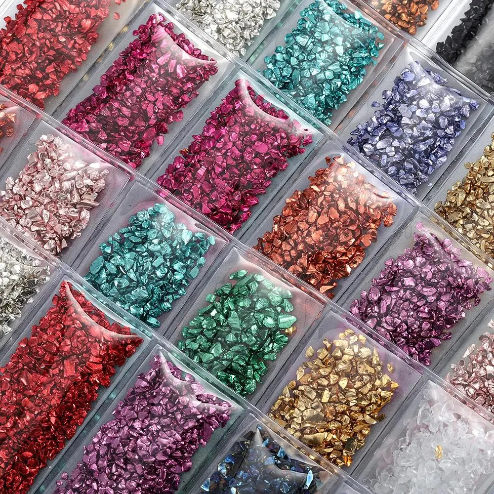 Iridescent Broken Glass Chips for DIY Crafts - Crystal Epoxy Resin Filler for Handmade Jewelry Making and Nail Art Decorations, Diy Craft Aid, Handmade Use, Multiple Colors, Style 01