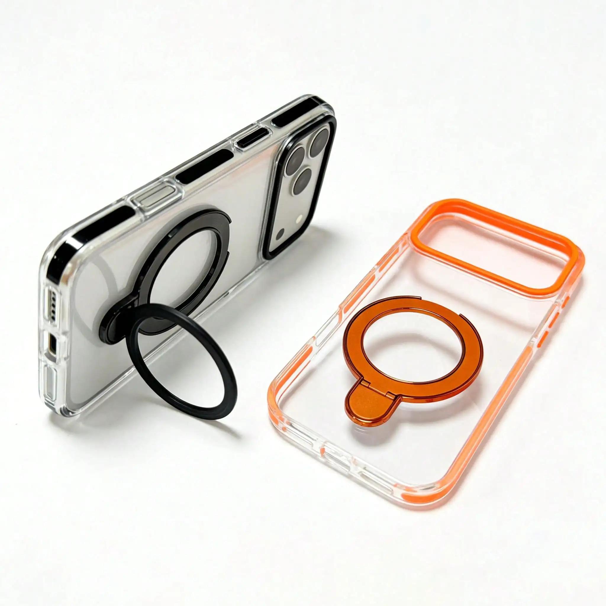 Dual-tone phone case with stand for iPhone 17/16/15/12/13/14 Plus/Pro Max/17Air-shock-resistant and durable, with colorful edges