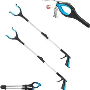 VEVOR Grabber Reacher Tool, 43 Foldable Reacher Grabber Pickup Tool with 360 Rotating Jaw, Magnet and LED Light, Lightweight Grabber Reacher Tool for Seniors, Extra Long Trash Picker Upper Grabber