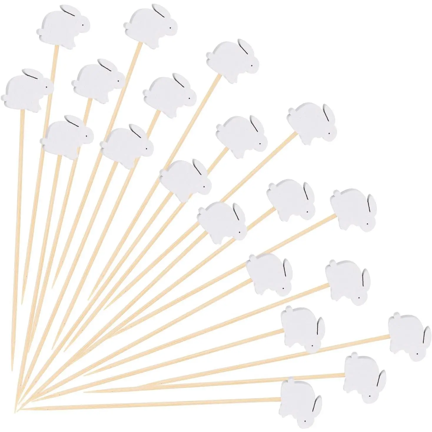 120 count White Bunny  Picks, Fancy Toothpicks for Appetizers Decorative Spring Easter Party  Drink Garnishes Fruit Skewers