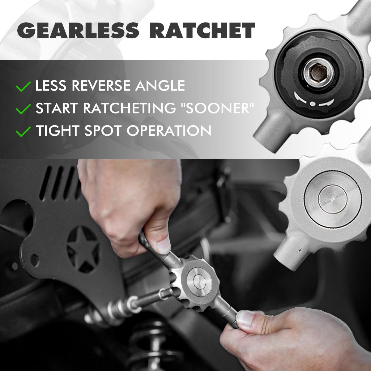 Precision Multipurpose Switchable Screwdriver Set with Large Socket & Precision Bits, 64-In-1 Gearless Ratchet Drill Bit Kit, Flat Handle for High Torque