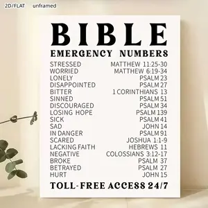 Bible Verse Emergency Number Art Print, Inspirational Spiritual Wall Decor, Unframed Home Decoration, Gift for Men and Women, Holiday Decor