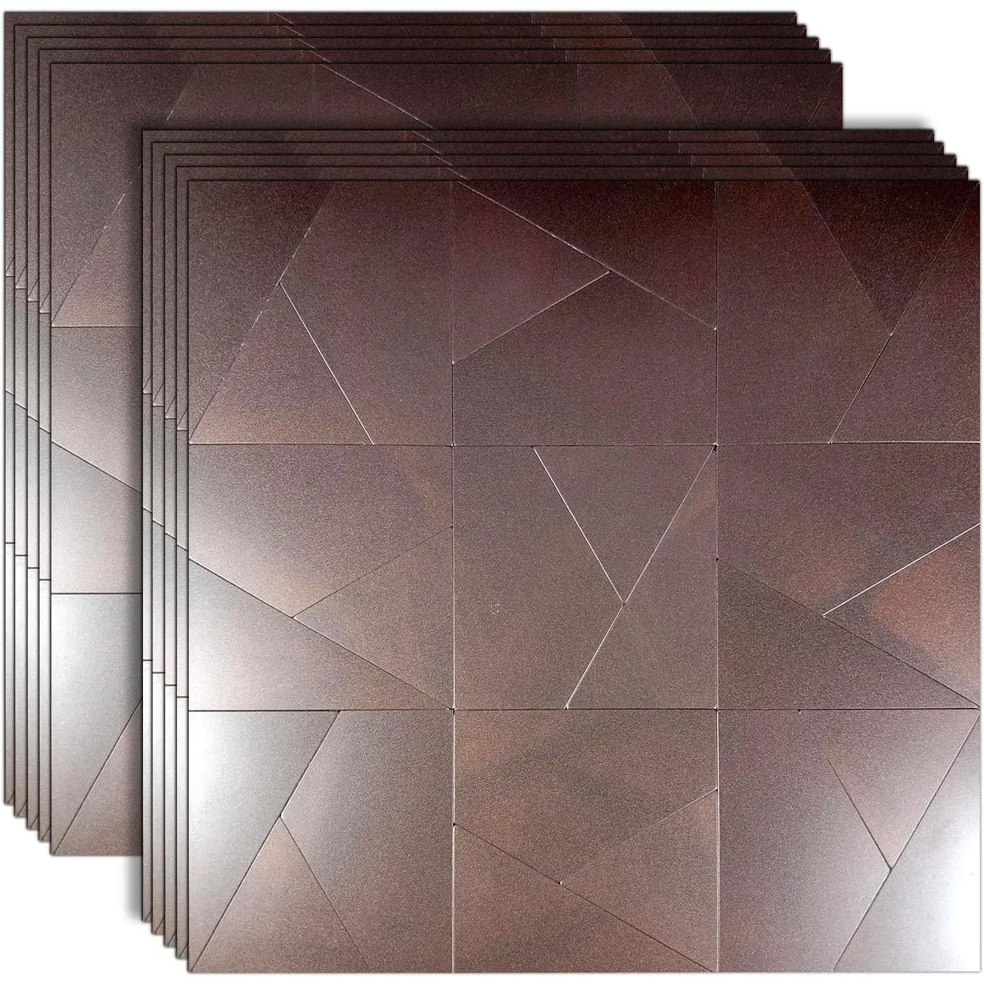 Peel and Stick Metal Backsplash Tiles, Self Adhesive  Mosaic  Wall Sticker for Kitchen (Frosted Dark Red, 10)
