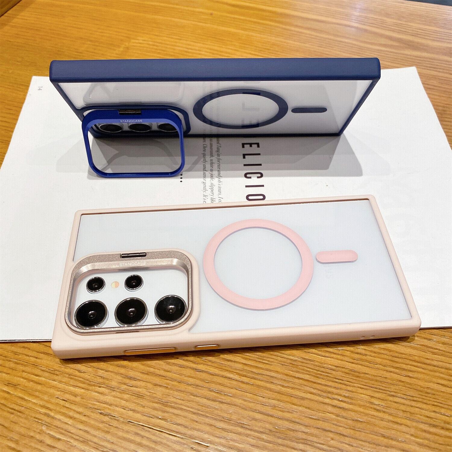 OREKROY For Samsung Galaxy S25 S24 Ultra S25/S24 Plus S23 S22 Mag Safe Magnetic Shockproof Bumper Slim Hard Clear Case With Individual Camera Lens Protector Film Phone Cover