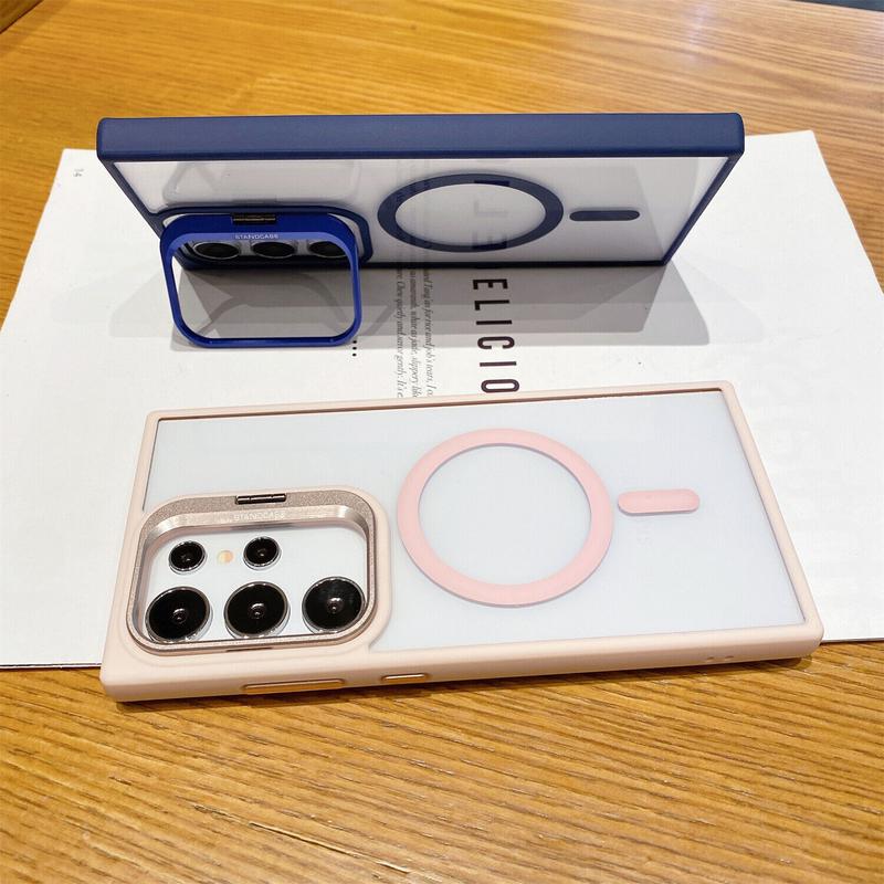 OREKROY For Samsung Galaxy S25 S24 Ultra S25/S24 Plus S23 S22 Mag Safe Magnetic Shockproof Bumper Slim Hard Clear Case With Individual Camera Lens Protector Film Phone Cover