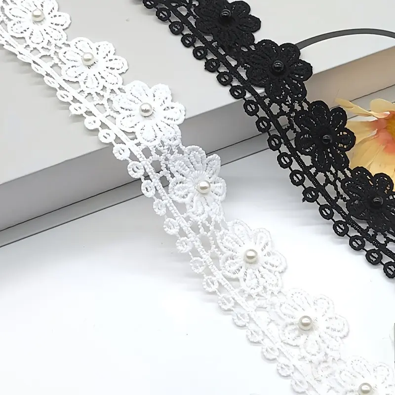 1/3/5 Yard Flowers Lace Ribbon Lace Trim Embroidery Decorative Ribbon Border Ribbons Flower Ribbon Daisy Decorative Ribbon Lace Trim for Wedding Decoration Craft Sewing Decoration