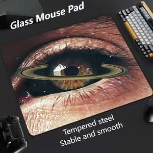 Eyes Pattern Glass Mouse Pad, Ultra Smooth Tempered Glass, Large Size Gaming Mouse Pad, Suitable for Esports and Office Use