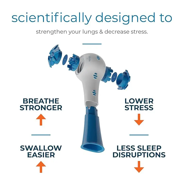 Adjustable Breathing Exercise Device, Lung Exerciser Trainer for Respiratory Muscle & Vitality Improvement
