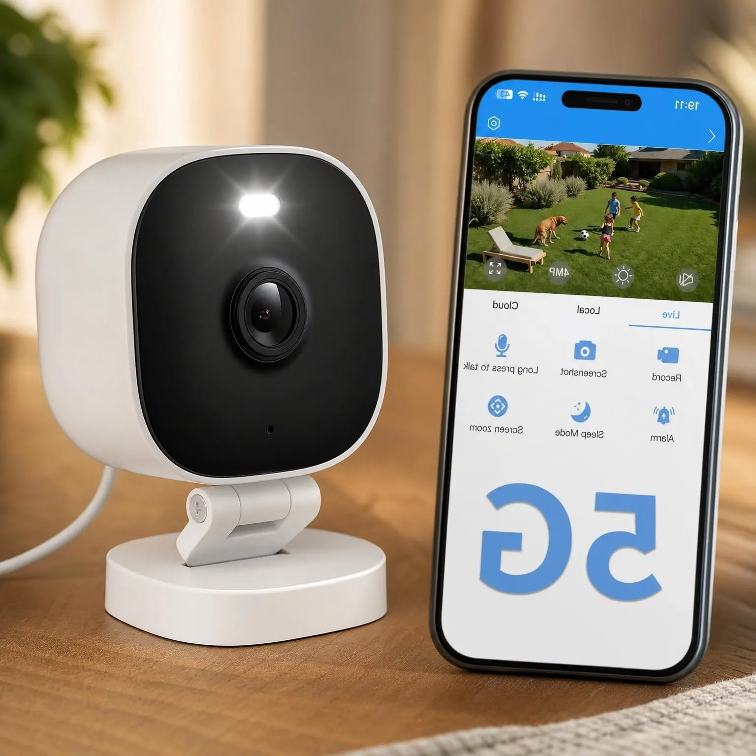 2.5K Indoor/Outdoor Security Camera with Color Night Vision, Motion-Activated Spotlight/Siren, 2-Way Audio, IP66 Weatherproof, Pet/Baby Monitor, Cloud/512GB TF Card Storage, Plug-inGift