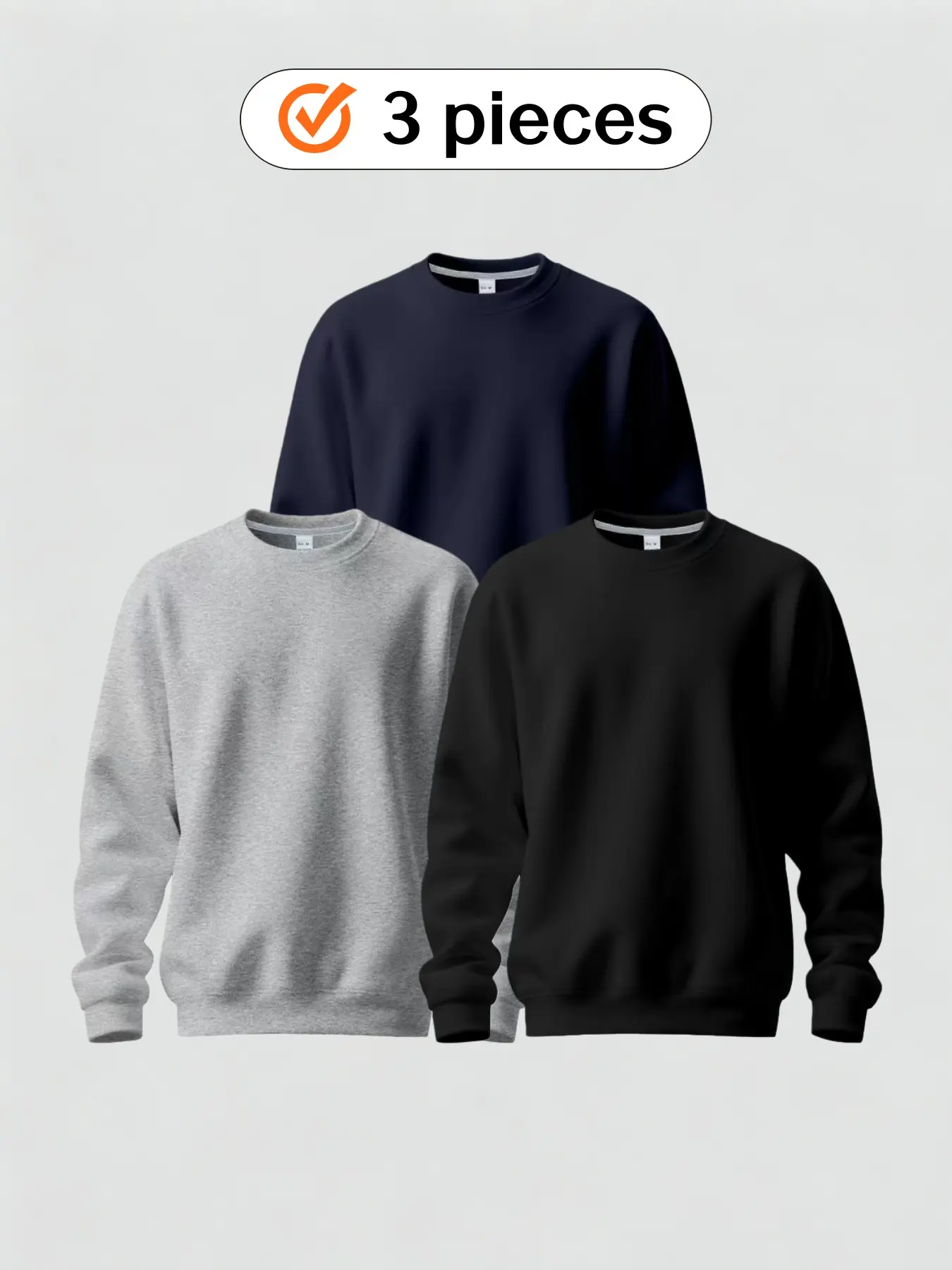 Men's fleece pullover sweater set - three-piece casual top - versatile and slimming comfortable style - suitable for commuting and daily wear as an inner layer or outer layer - versatile
